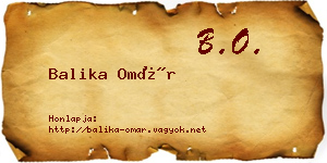 Balika Omár névjegykártya